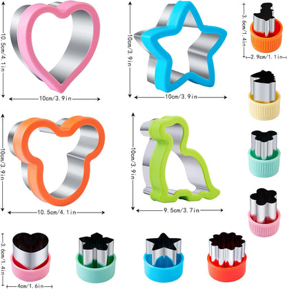 Sandwich Cutter for Kids 48 Pcs, Kimfead Cookie Cutters, Fruit Vegetable Cutter Shapes, Food Picks for Bento Box, Mouse Dinosaur Star Square Heart Shape