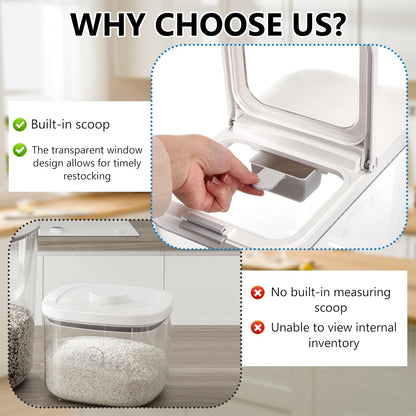 YEXEXINM 11 lbs Rice Dispenser with Measuring Spoon 6Qt/6L Tall and Narrow Food Storage Flour Bin Large Airtight Food Storage Rice Container for Kitchen Pantry Organization Slim Space-Saving