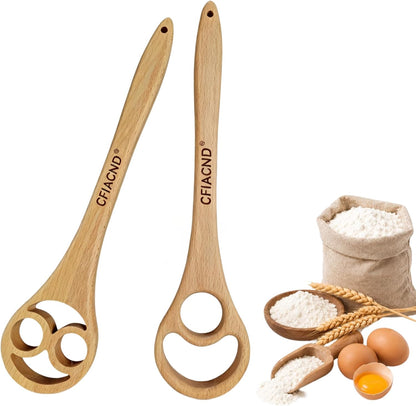 2 PC Wooden Danish Dough Whisk for Sourdough Bread Baking, 12.8 Inch