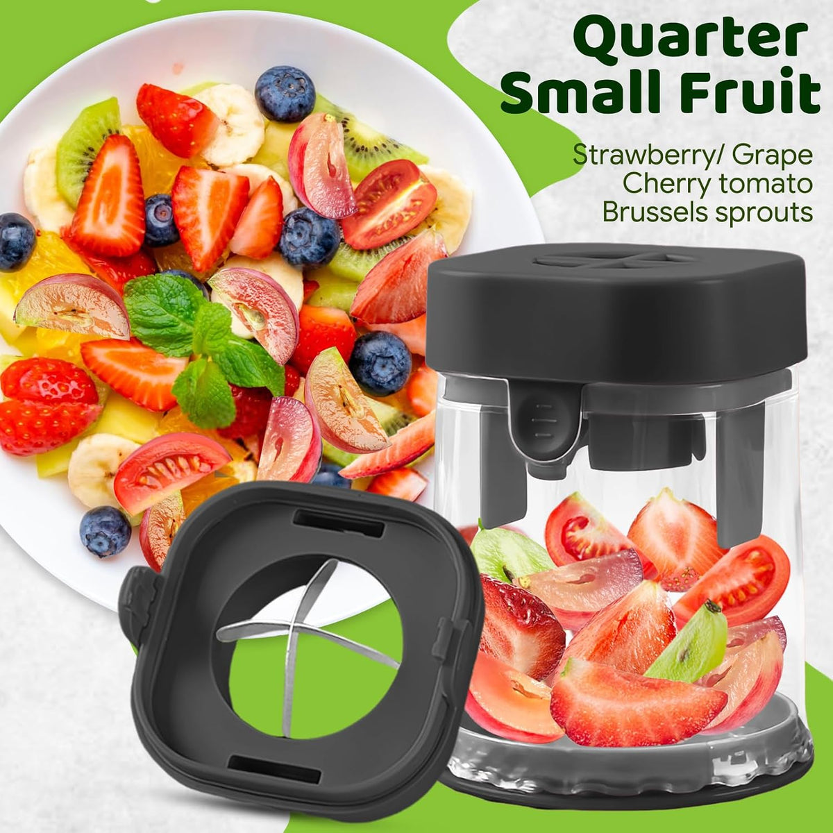 Small Fruit Cutter for Grape, Strawberry, Cherry Tomato (Red)