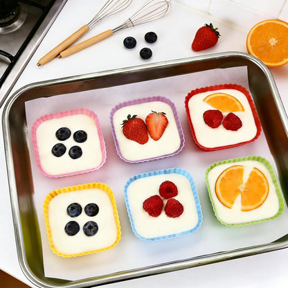 12 Pack Reusable Baking Silicone Molds, Round Cupcake Liners, Silicone Baking Cups Multicolor, Easy Clean, Heat Resistant, Muffin Cups for Homemade Birthday