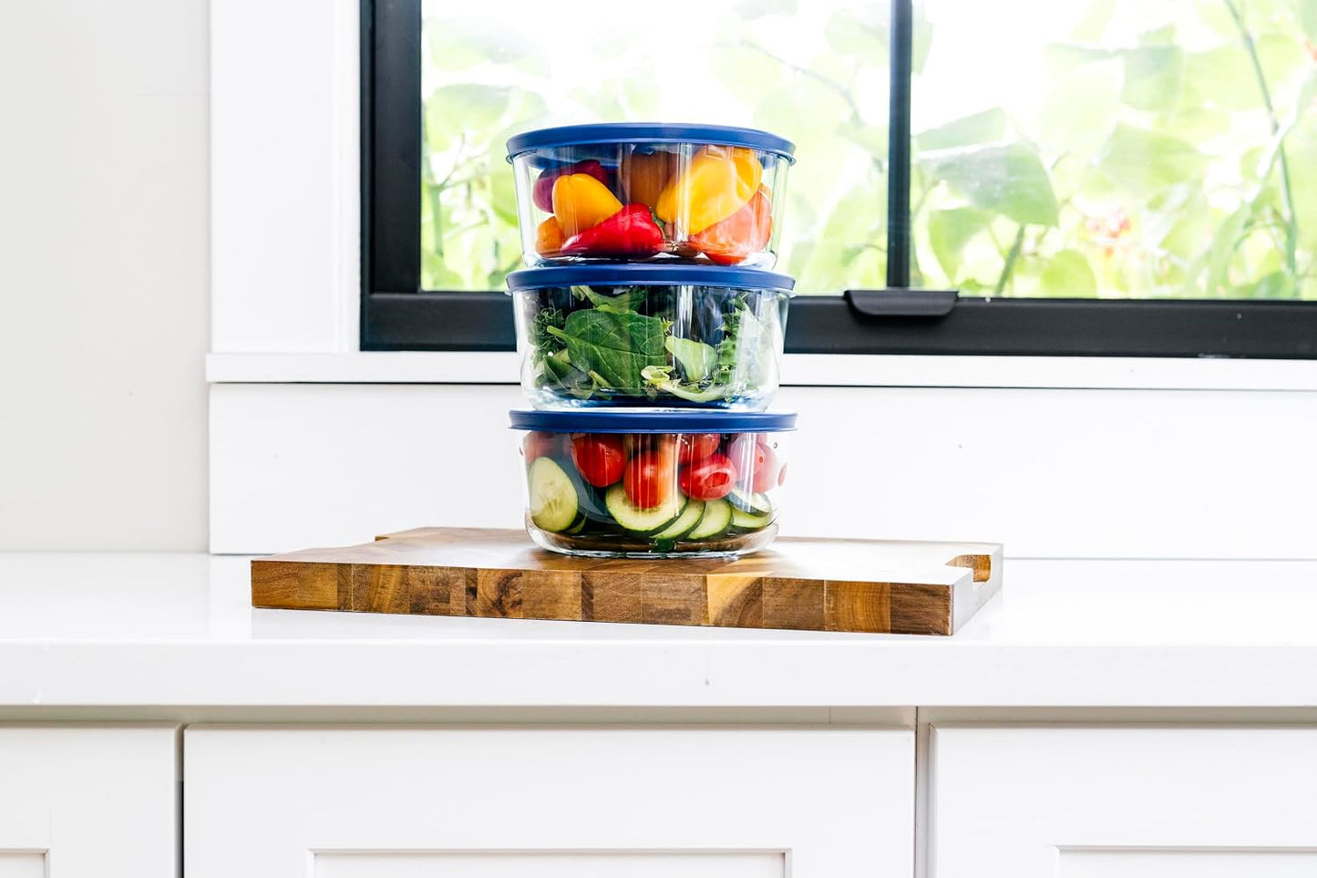 6-Piece Glass Food Storage Containers Set (3 Containers + 3 BPA-Free Lids) | 2-Cup, Leakproof | Microwave, Freezer, Oven & Dishwasher Safe | Ideal for Meal Prep & Pantry Organization, Pistachio
