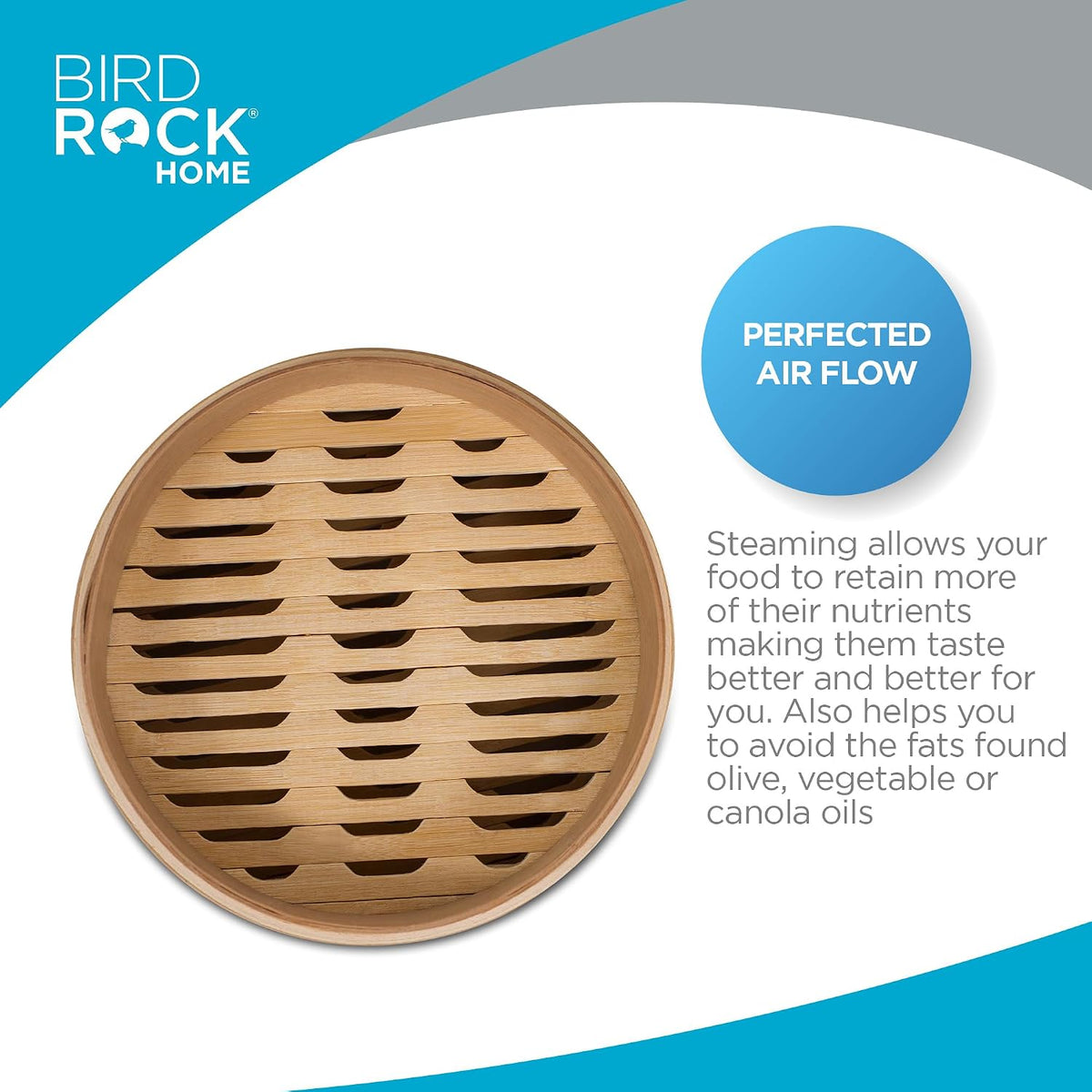 BirdRock Home Bamboo Steamer (Classic Bamboo, 8" Diameter)