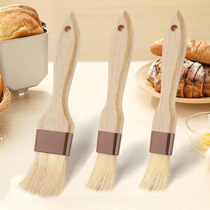 3 Pack Natural Bristle Pastry Brush for Basting Baking Cooking Food