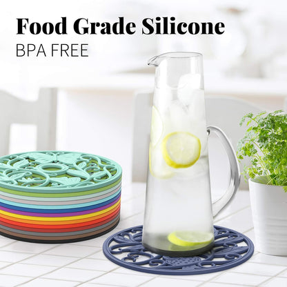 ME.FAN Silicone Trivet [3 Set] Trivet Mat - Fly Animals Hot Pads for Pots & Hot Dish - Insulated Flexible Durable Non Slip Large Coasters (Deep Gray)