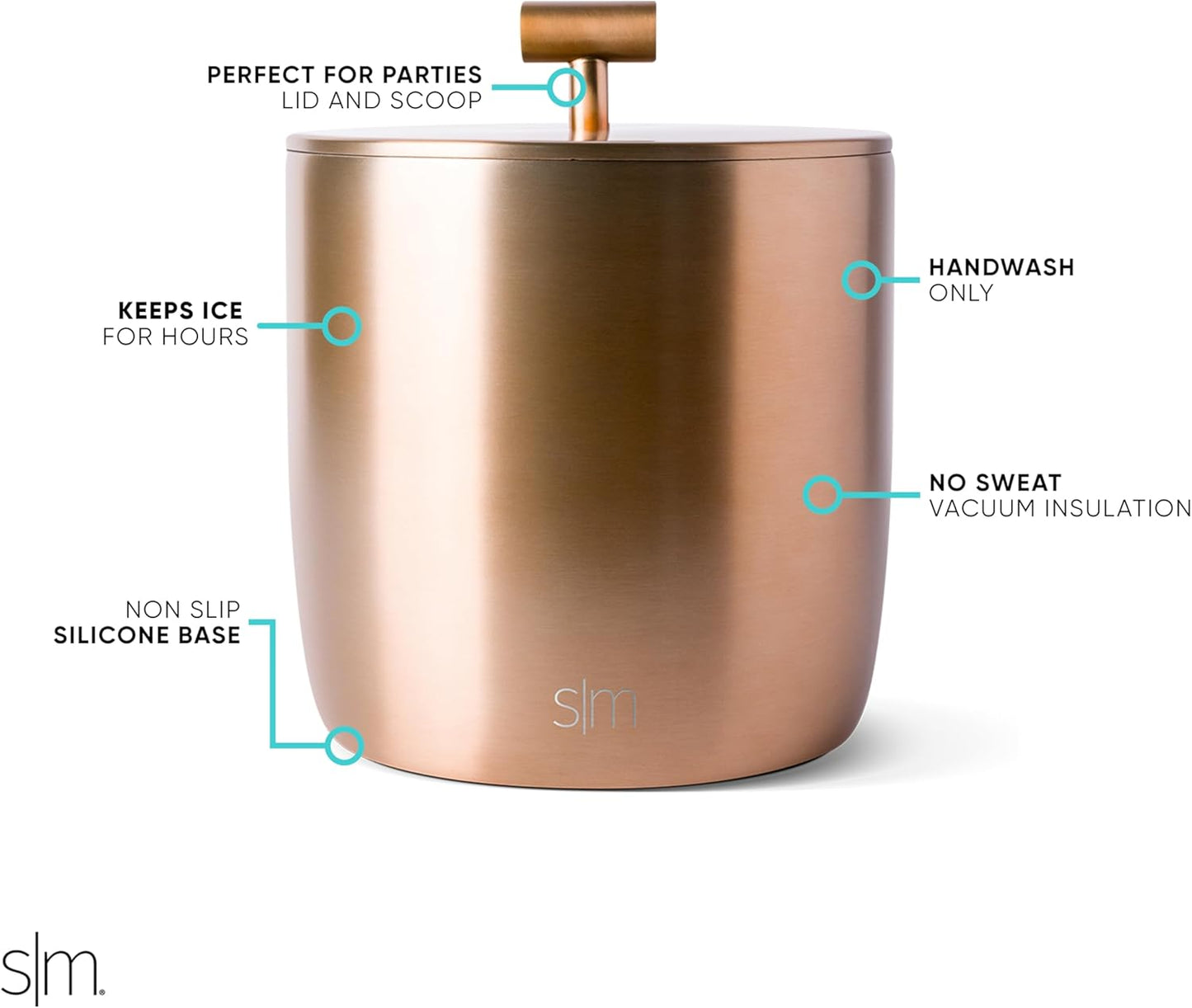 Simple Modern Vacuum Insulated Ice Bucket with Lid and Scoop | For Cocktail, Champagne, Wine, Beer, & Hosting | Stainless Steel 100oz Capacity for Large Parties | Rocks Collection | Winter White