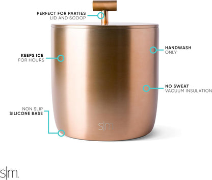 Simple Modern Vacuum Insulated Ice Bucket with Lid and Scoop | For Cocktail, Champagne, Wine, Beer, & Hosting | Stainless Steel 100oz Capacity for Large Parties | Rocks Collection | Winter White