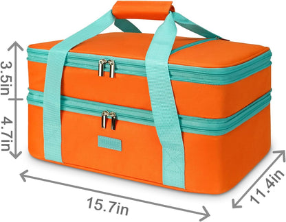 Expandable Casserole Carrier Bag - Double Decker Food Bag, Insulated Casserole Carrier for Hot or Cold Food, Lasagna Holder Tote for Picnics,Beaches,Traveling or Gifts