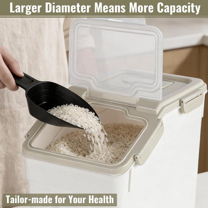 4 Pack Rice Container 25 lbs Large Bulk Flour Sugar Storage Holdhouse Plastic Grain Cereal Dry Goods Bin with Spoon and Measuring Cup for Kitchen Pantry Organization - Green