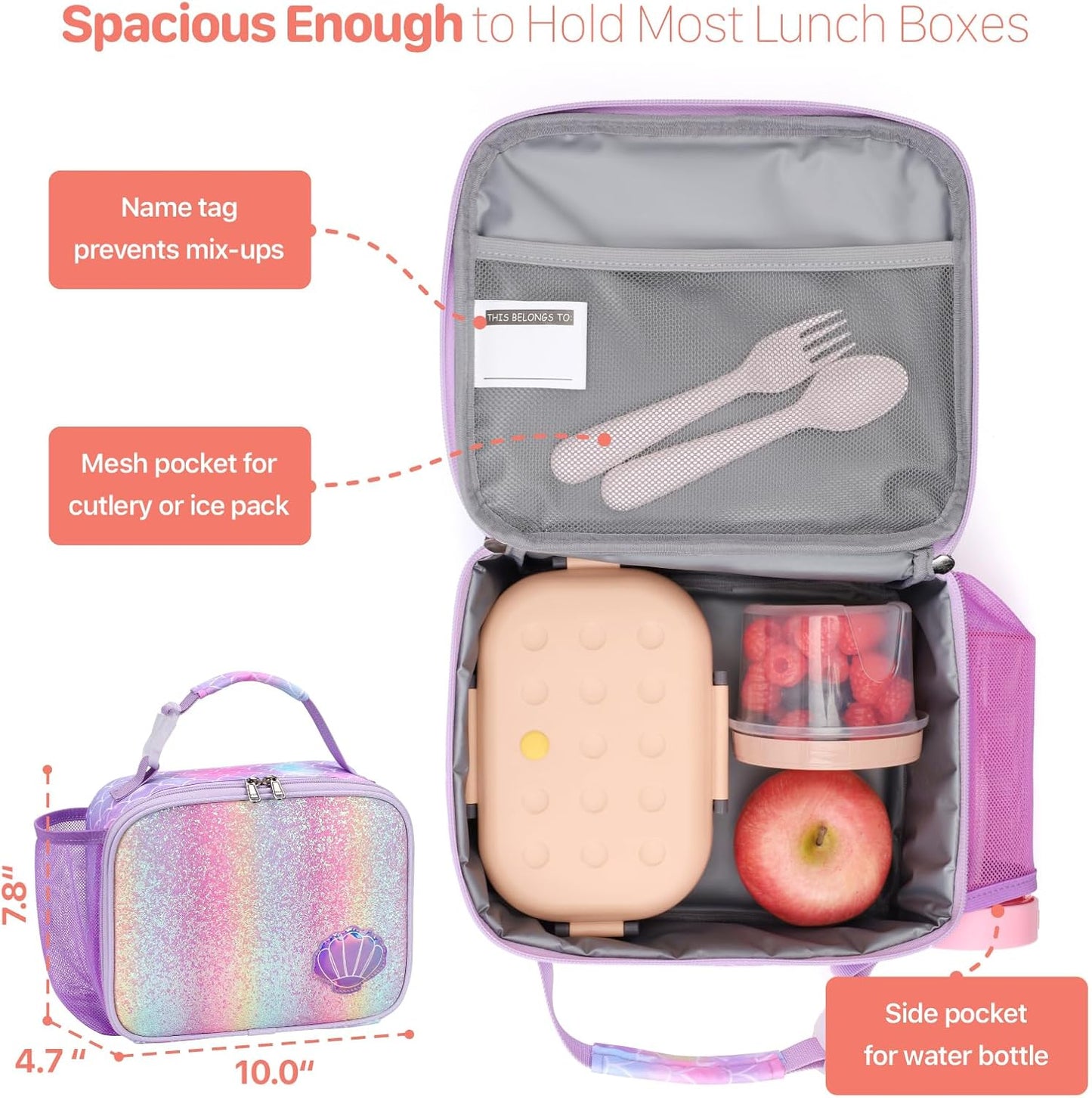 Kids Lunch Bag Boys - Insulated Kids Lunch Box Reusable Lunchbox with Water Bottle Holder Toddler Lunch Tote Bag for School Daycare, Black Dino Fossil