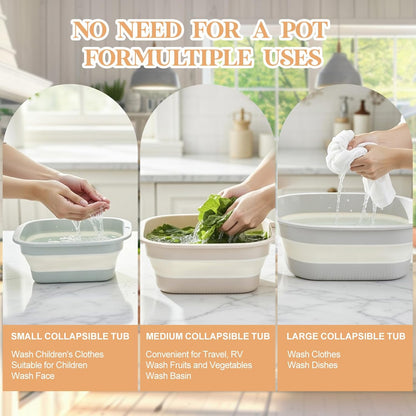 3 Set 8-4-2 Qt Collapsible Colander and Sink Basin