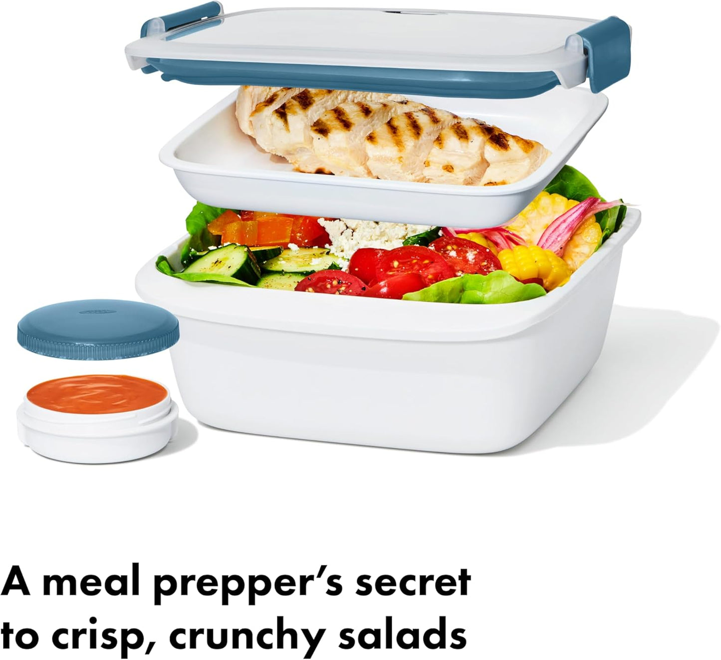 OXO Good Grips Prep & Go Snack & Dip Container, Snack Fuss-Free on the Move, Leakproof Reusable Small Meal Food Storage and Lid, Food Containers with Lids, Snack Organizer, 1.6 Cups/0.4 L