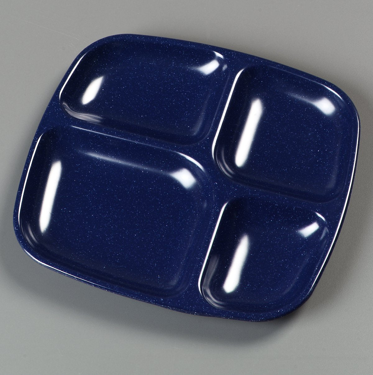 Carlisle FoodService Products Melamine Lunch Tray with 4 Compartments, Right Handed Cafeteria Tray with Divided Compartments for Food, 10" x 9.75", Dark Blue