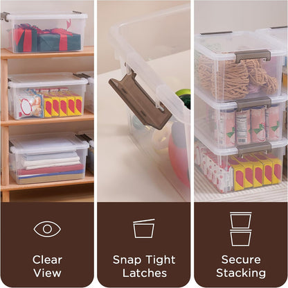 Citylife 6Packs 7.8Qt Plastic Storage Bins with Lids, Clear Organizer | Stackable totes Containers for Craft Supplies, Documents,Garage,Toys,Office and Classroom
