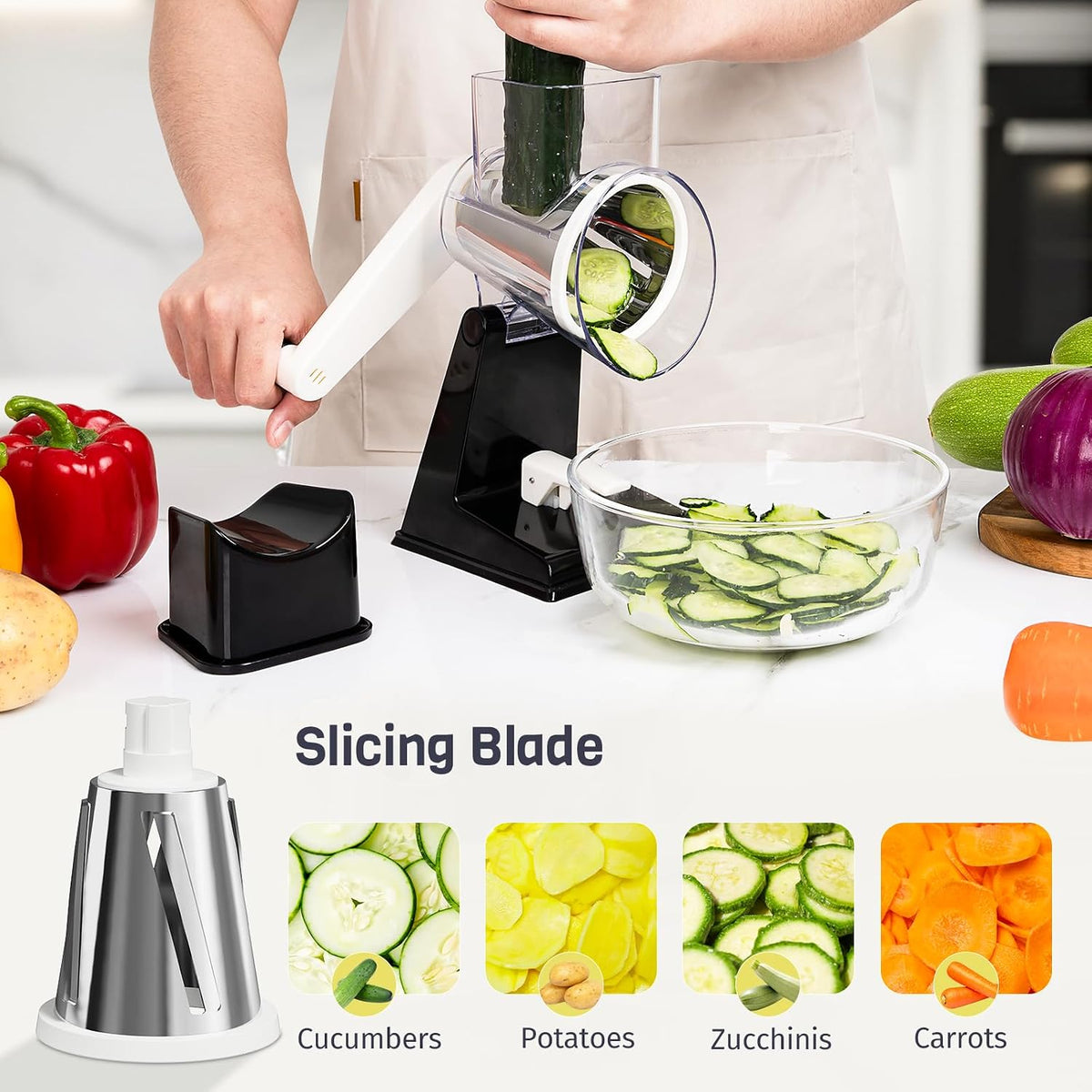 Upgraded Rotary Cheese Grater, Hand Crank, Pinkish Purple