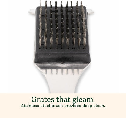 Cuisinart Stainless Steel 16.5" Long Handle Grill Cleaner Brush and Scraper for BBQ, Griddle, Grills, Cookout Tool, Grill Brush for Outdoor Grills BBQ Accessories