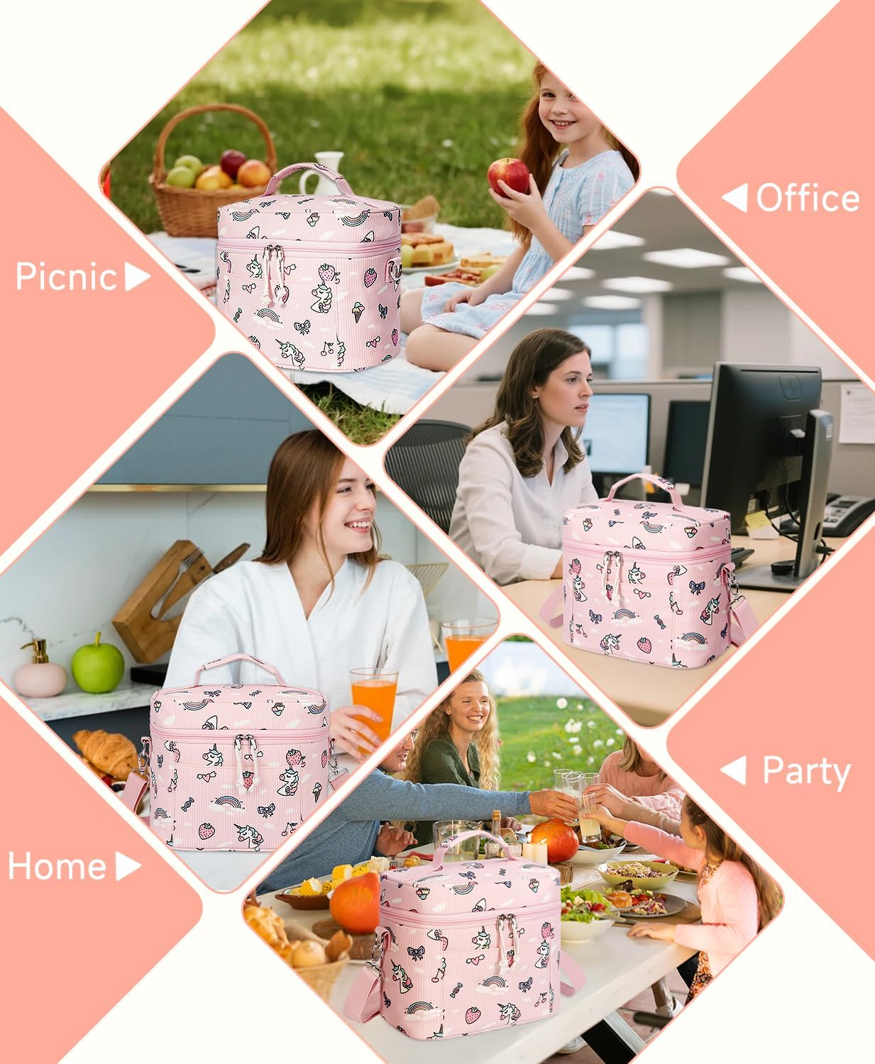 HowFly Lunch Bag Women Lunch Box for Women Cute Corduroy Insulated Lunch Bag Adult Large Cooler Lunch Tote Bags for Work Picnic Beach, Blue