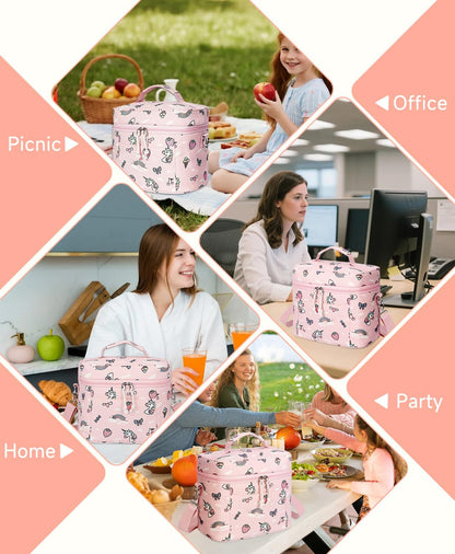 HowFly Lunch Bag Women Lunch Box for Women Cute Corduroy Insulated Lunch Bag Adult Large Cooler Lunch Tote Bags for Work Picnic Beach, Blue