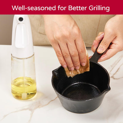 Cast Iron Basting Pot, 15.5 Oz 3 PCS BBQ Sauce Melting Pot Set with Silicone Basting Brush & Handle Cover, Mini Butter Pot for Grilling Smoking Outdoor Grill Accessories