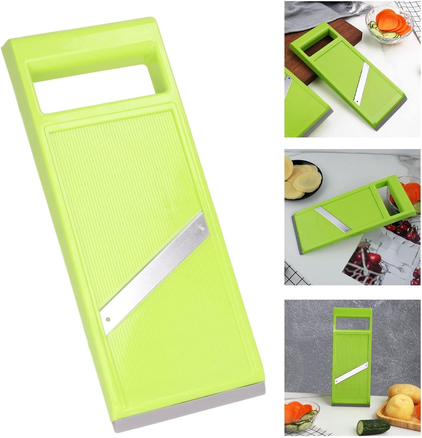Handheld Mandoline Food Slicer, Stainless Steel Potato Chip Slicer Maker, Manual Vegetable Chopper Portable Vegetable Chip Maker Food Chopper with Hanging Hole for Kitchen Cooking