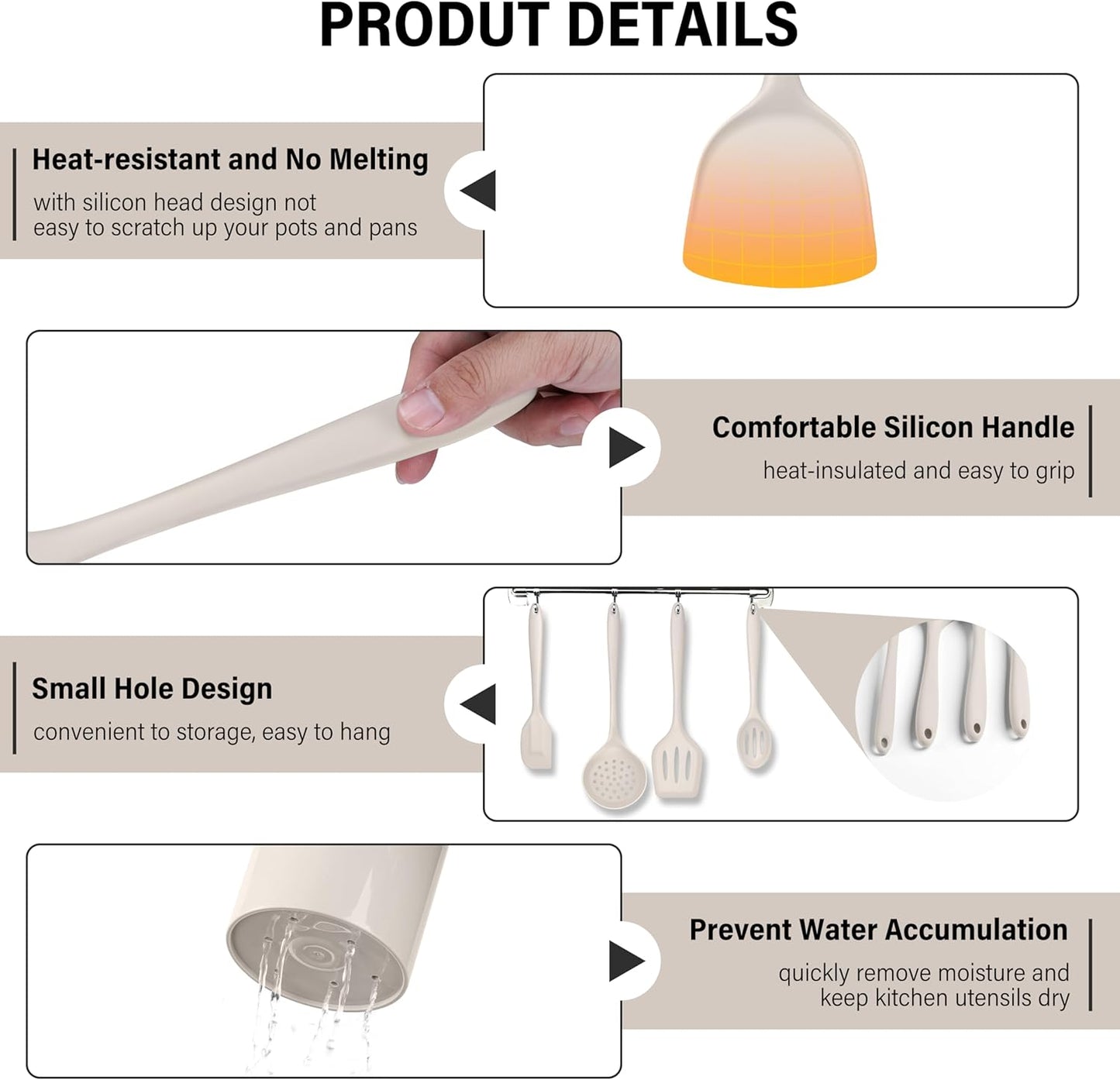 HaWare 11 PCS Silicone Cooking Utensils Set, Heat Resistant Kitchen Utensils with Holder, Food-grade Spatula Sets for Nonstick Cookware, Kitchen Tools Gadgets Include Fish Turner, Spoon (Black)
