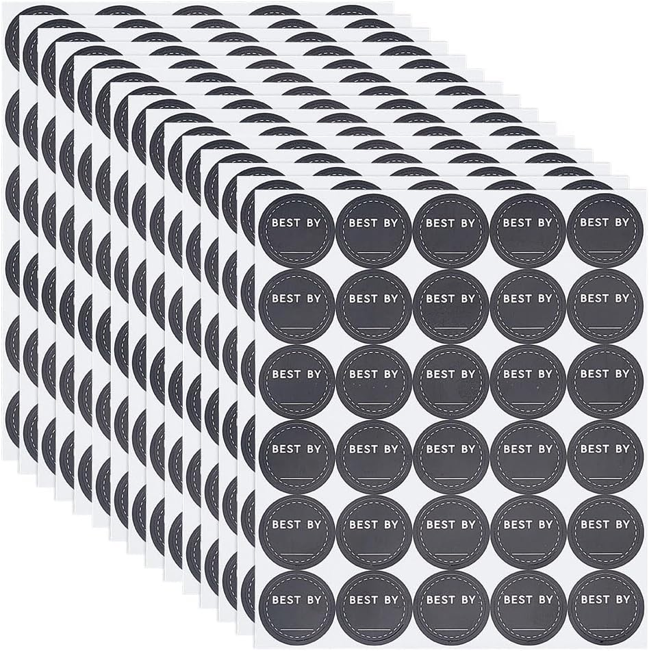 BENECREAT 900 Pack 1 inch Black Large Food Date Stickers, Round Expiration Date Labels, PVC Waterproof for Commercial Kitchen Restaurant and Home Food Storage