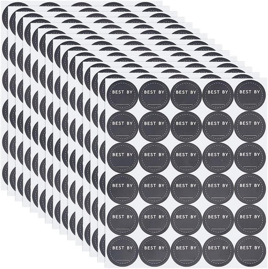 BENECREAT 900 Pack 1 inch Black Large Food Date Stickers, Round Expiration Date Labels, PVC Waterproof for Commercial Kitchen Restaurant and Home Food Storage