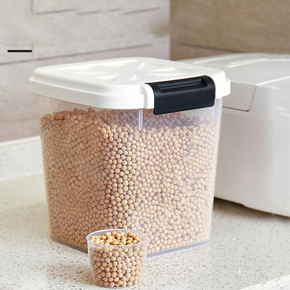 HANAMYA 40 LB Rice Storage Container with Measuring Cup, BPA free, For Rice | Grain | Pet Food | Flour, 1 count, Clear & Black
