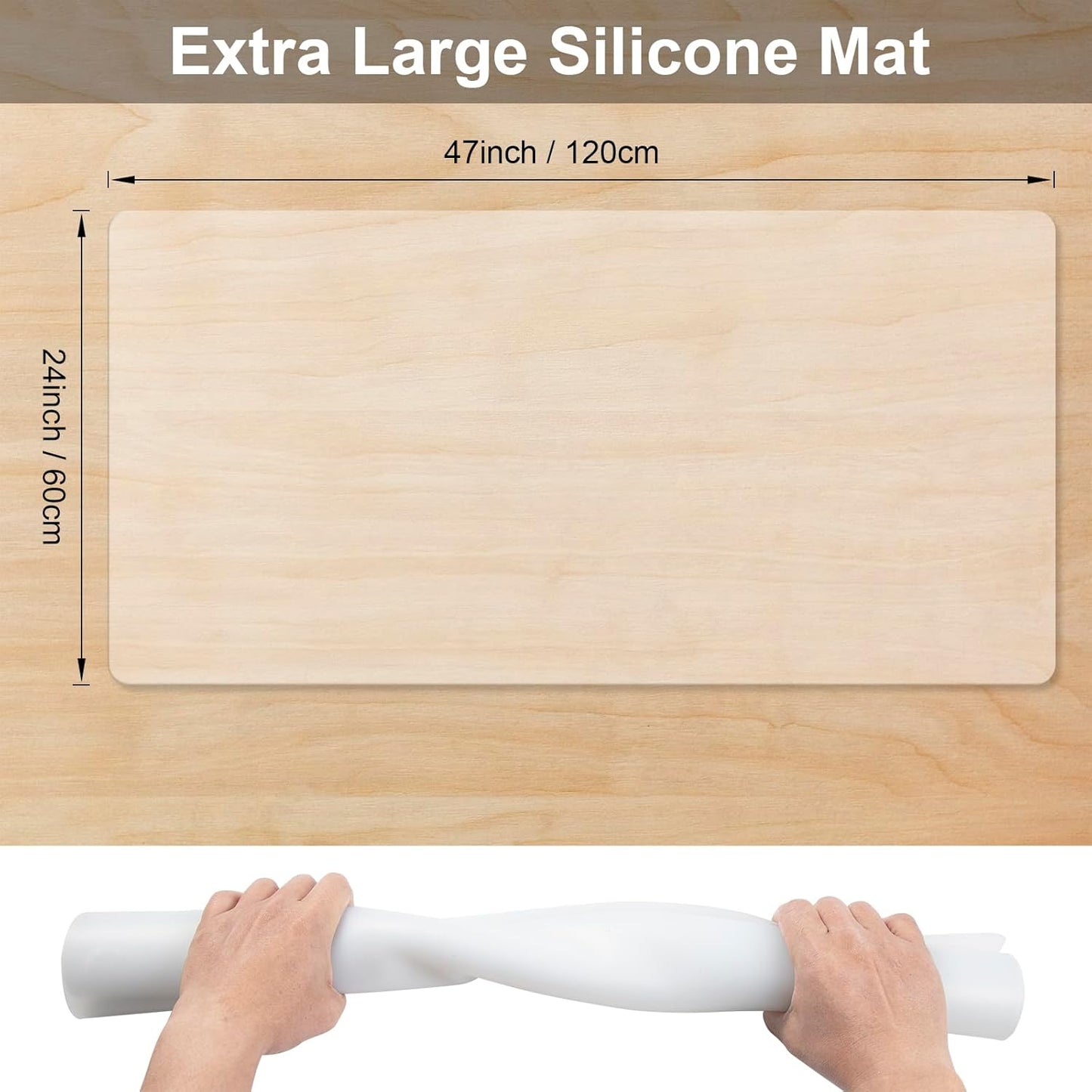 Food Grade Silicone Table Protector Mat 47x24 Inch, Heat Resistant Desk Pad for Baking/Painting/Resin/Welding, Non-Slip Waterproof Surface Easy Clean (3 Colors) (Gray)