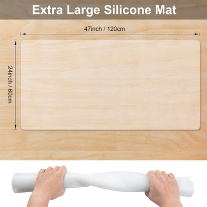 Food Grade Silicone Table Protector Mat 47x24 Inch, Heat Resistant Desk Pad for Baking/Painting/Resin/Welding, Non-Slip Waterproof Surface Easy Clean (3 Colors) (Gray)