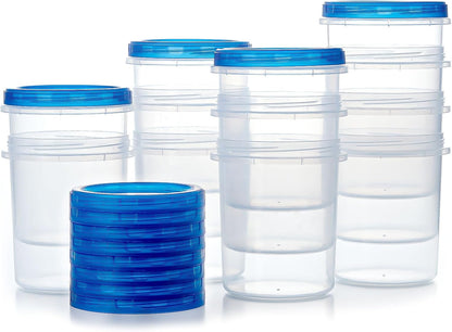 Heavy Duty Airtight Plastic Containers with Twist Top Lids, Stackable Freezer Containers for Lunch, Salad, Soup, Leftover, Ice Cream, BPA Free [6 Pack-32 oz]