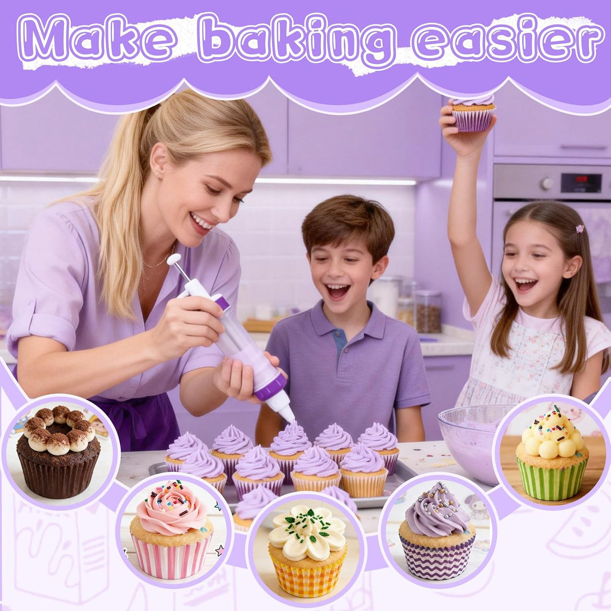 JAYVAR Dessert Decorating Syringe Set, Icing Dispenser Tool