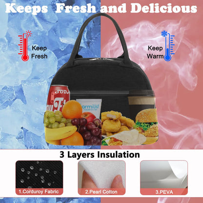 FlowFly Insulated Lunch Cooler Bag - Tote Bag Organizer for Women/Men, Black - Colors B