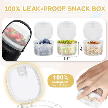 2 - in - 1 Soup Thermo for Hot Food 14oz with Snack Box Container Leak Proof Insulated Lunch Container Kids and Adults Stainless Steel Double Wall Vacuum Wide-mouth Thermal with Spoon and Handle