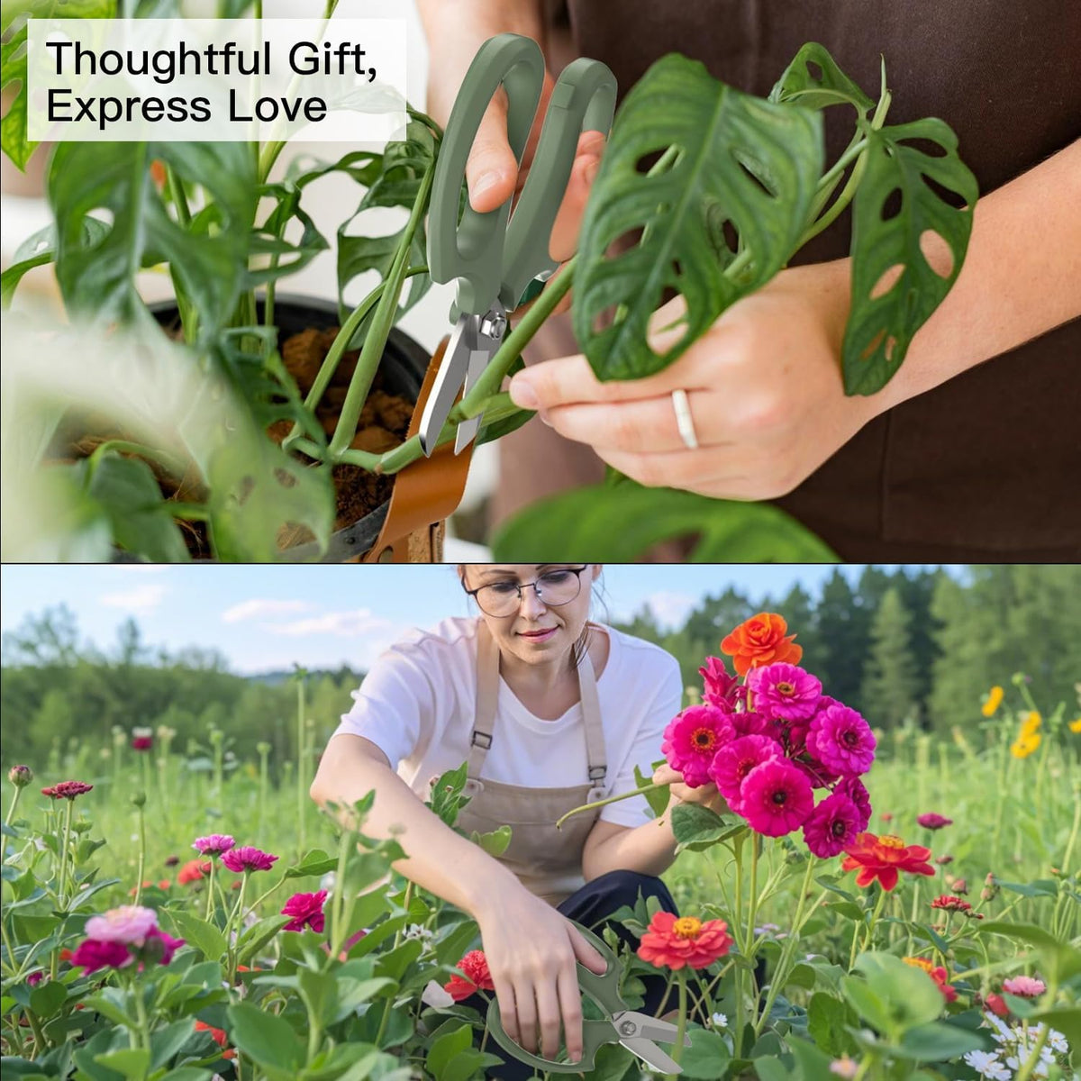 Housolution Flower Scissors, Premium Steel Garden Pruning Shears, Pink
