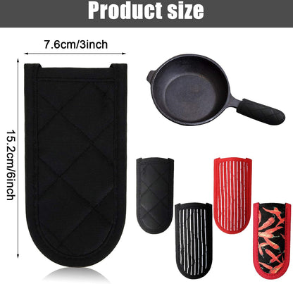 Patelai 4 Pcs Cast Iron Skillet Handle Covers Heat Resistant Pot Handle Covers Non Slip Cotton Pot Sleeves Holder Mitts Machine Washable for Kitchen Baking Cooking Cookwares(Striped Style)
