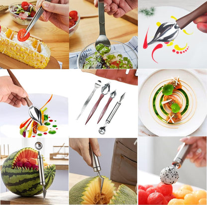 DUEBEL Professional Chef Plating Kit, 12 Piece Culinary Plating Set, Stainless Steel (12 Piece)