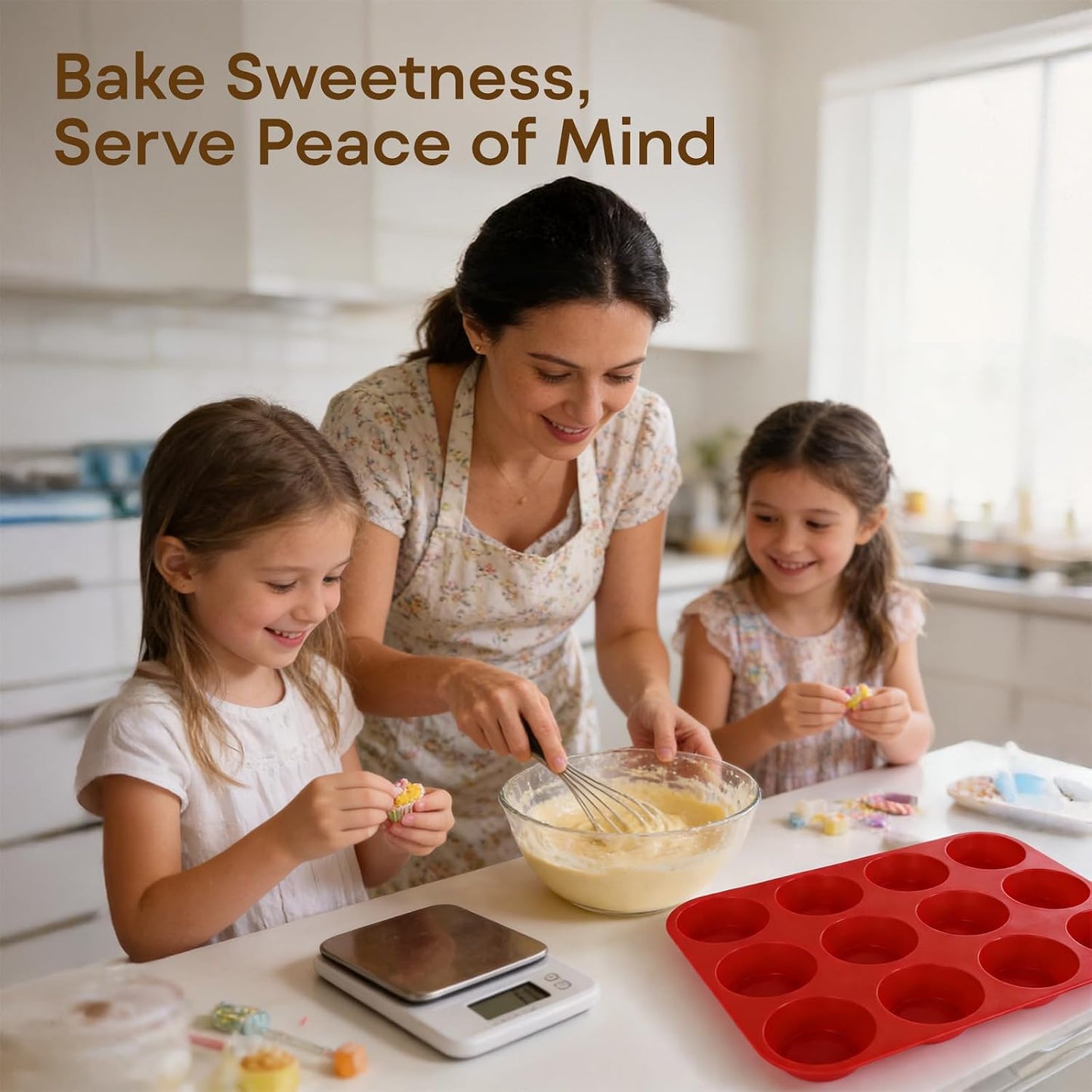 Silicone Muffin Pans for Baking Nonstick 2 Pcs, 12 Cup Regular Cupcake Pan, Food-Grade Silicone Baking Molds for Cupcakes, Egg Bites, Freezer, White