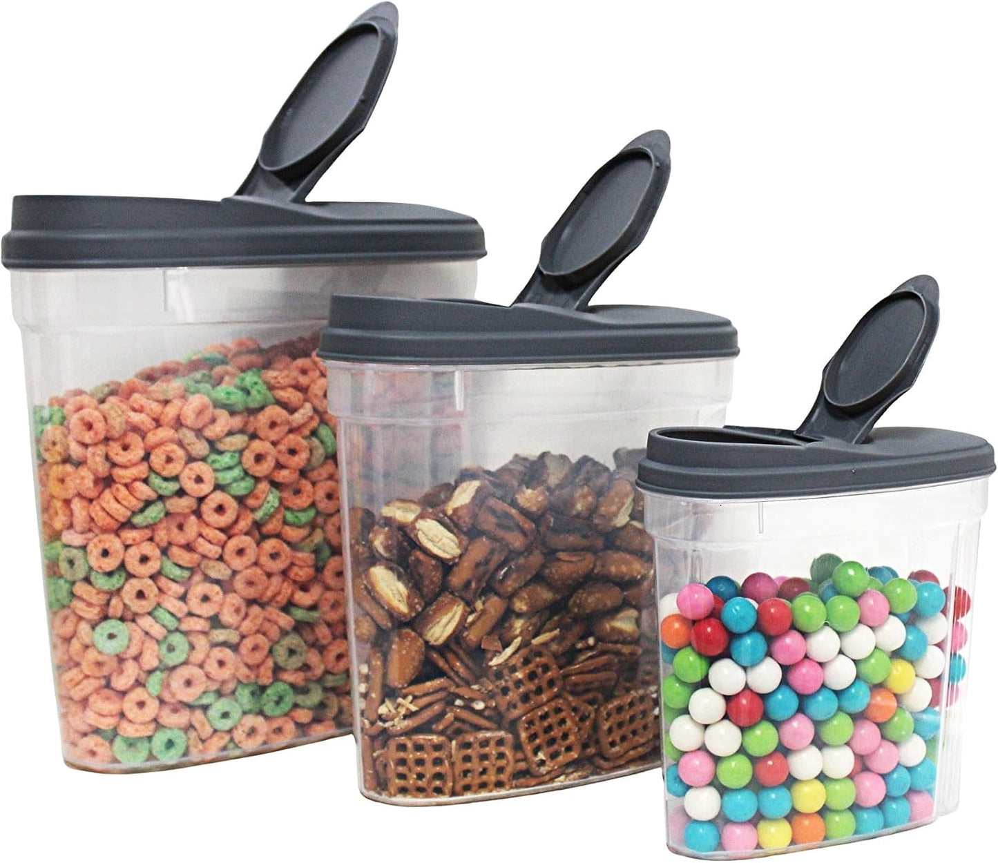 2-Pack Medium Airtight Lock & Pour Food Storage Containers – 5 Cups (60.87 oz) BPA-Free Dispensers for Snacks, Cereal, Candy, Sugar, Dog Treats & Dry Ingredients – Easy Grip & Flip-Top Lid
