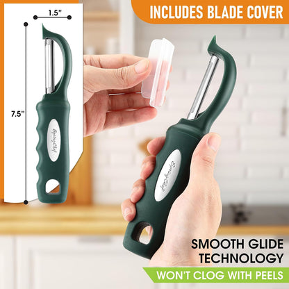 Spring Chef Premium Swivel Vegetable Peeler, Soft Grip Handle and Ultra Sharp Stainless Steel Blades - Perfect Kitchen Peeler For Veggie, Fruit, Potato, Carrot, Apple - Mango