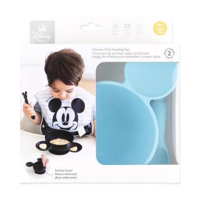 Bumkins Baby Bowl, Silicone Feeding Set with Suction for Baby and Toddler, Includes Spoon and Lid, First Feeding Set, Training Essentials for Baby Led Weaning for Babies 4 Months Up, Sage