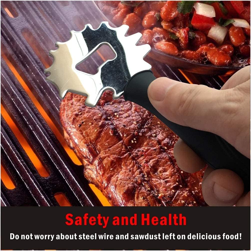 Grill & Griddle Scraper,2pcs Sturdy BBQ Grate Cleaning Tool,Stainless Steel Grill Brush Non-bristles Slant Edge Grill Scraper-Includes Bottle Opener,Perfect Barbecue Grill Accessories