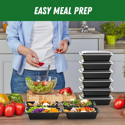 Dealusy 50 Pack (100-Piece) 24 oz Meal Prep Containers Reusable with Lids, Sturdy Leakproof & Food Safe, Microwave, Freezer, Dishwasher Safe Prep Containers, To Go Take Out Plastic Food Storage