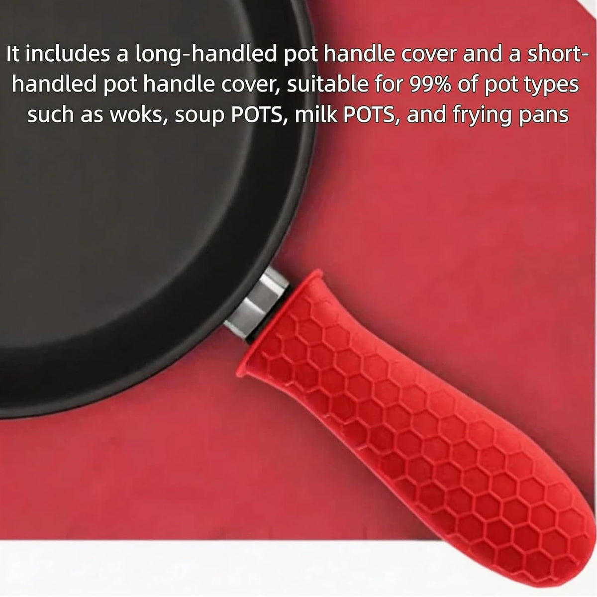 8 Pcs Silicone Pot Handle Covers Set, Heat Resistant Cast Iron Handle Sleeves - Non Slip Pan Handle Holder for Frying Pan, Pots, Kitchen Cookware (Black)
