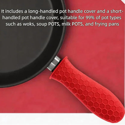 8 Pcs Silicone Pot Handle Covers Set, Heat Resistant Cast Iron Handle Sleeves - Non Slip Pan Handle Holder for Frying Pan, Pots, Kitchen Cookware (Black)