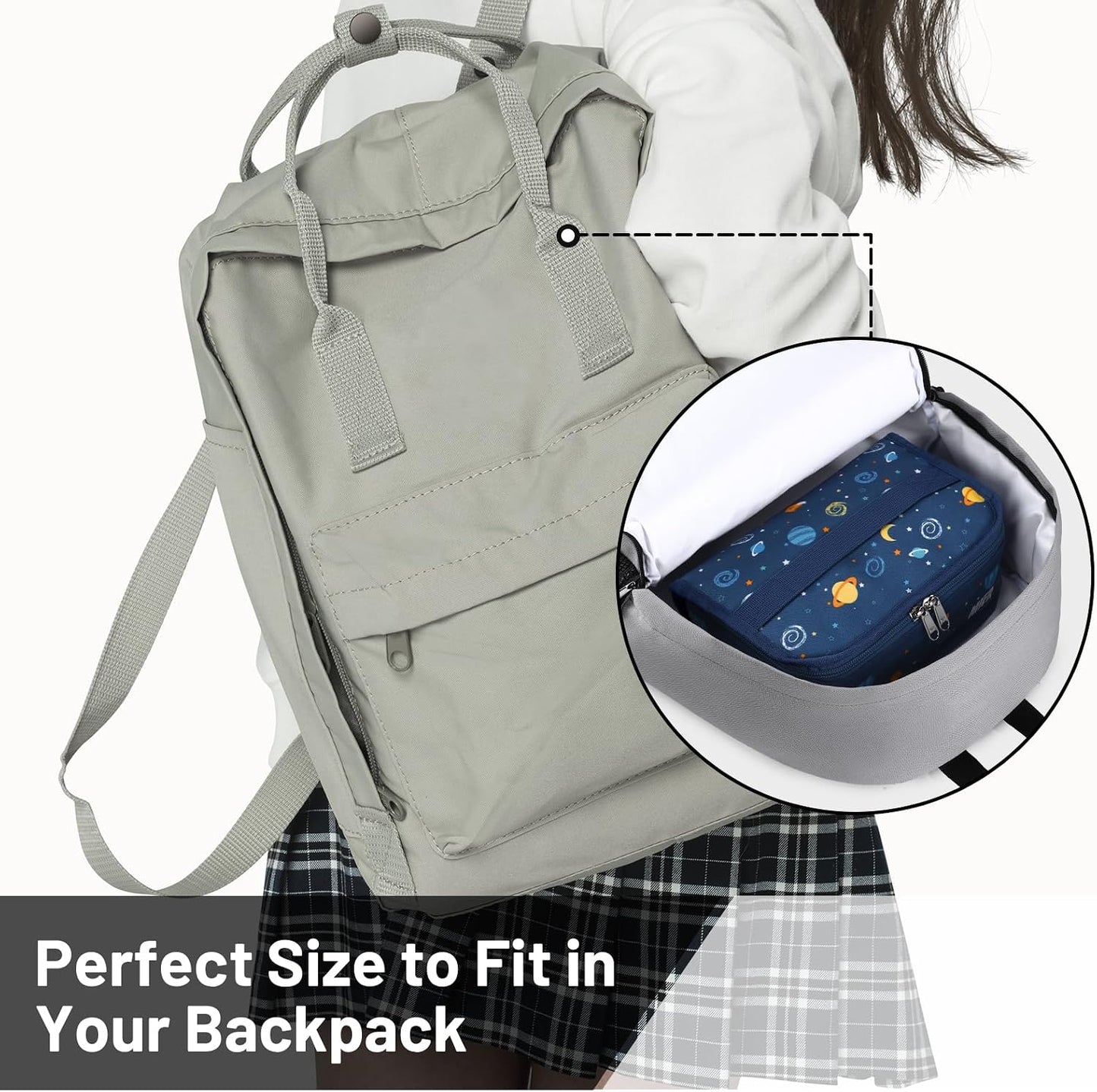 MIER Small Lunch Bag for Kids & Adults Compact Insulated Lunch Box Portable Thermal Mini Cooler for Work School Travel, Bluesteel