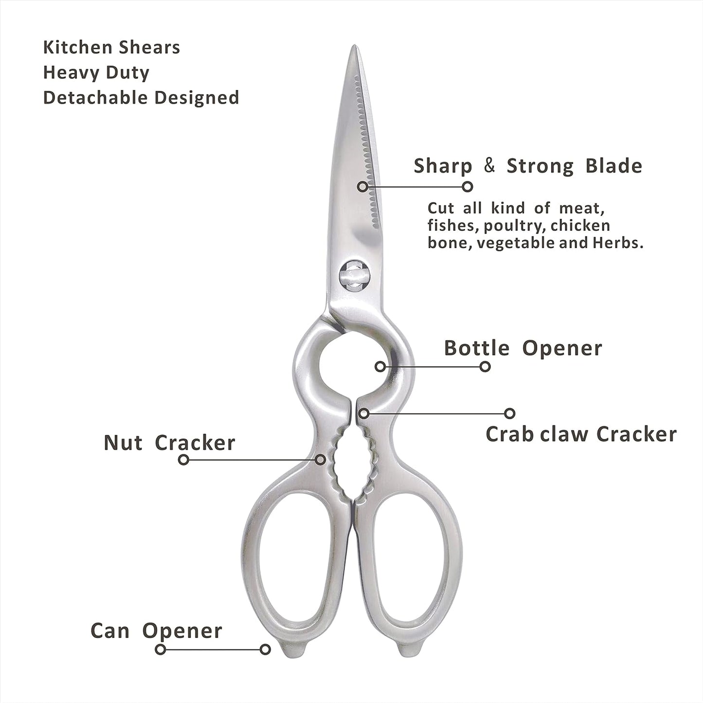 Kitchen Shears - MATTSTONE HILL Kitchen Scissors, Heavy Duty Kitchen Shears, Poultry Shears, All Purpose Stainless Steel Utility Scissors