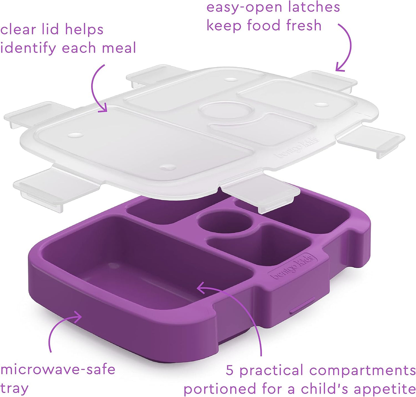 Bentgo® Kids Tray with Transparent Cover - Reusable, BPA-Free, 5-Compartment Meal Prep Container with Built-In Portion Control for Healthy, At-Home Meals & On-the-Go Lunches (Coral)