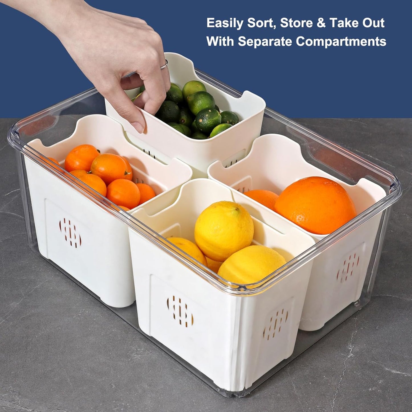 Taiuloo Divided Serving Tray with Airtight Lid and Handle, 9 Compartment Snackle Box Container, Portable Snack Platters, Clear Fridge Organizer & Food Storage for Veggie, Fruit, Charcuterie, Nuts