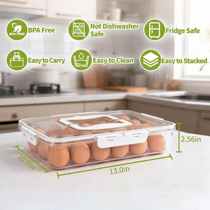 RoskDeewat 2 Pack Deviled Egg Containers with Lid and Thick Handle -White